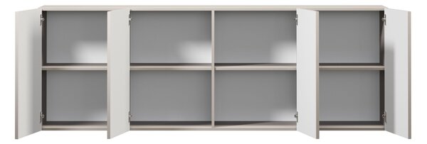 Komoda wisząca Lorini 200 cm czterodrzwiowa - kaszmir / czarne uchwyty T-bar