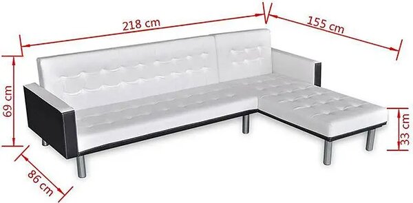 Rozkładany biały narożnik F8-A38