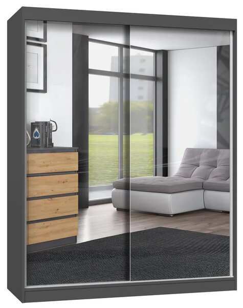 Garderoba z lustrami 160 cm dąb artisan antracyt A2-P42