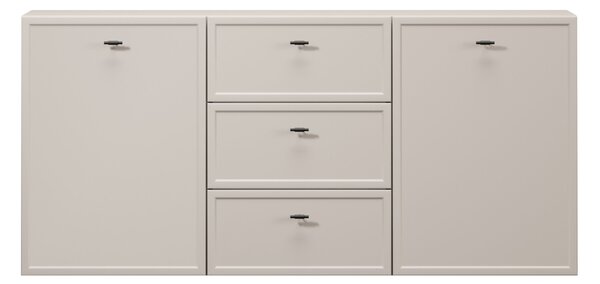 Komoda wisząca Lorini 150 cm z szufladami - kaszmir / czarne uchwyty T-bar