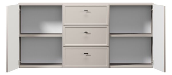 Komoda wisząca Lorini 150 cm z szufladami - kaszmir / czarne uchwyty T-bar
