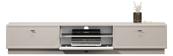 Szafka RTV Lorini 200 cm z szufladami - kaszmir / czarne uchwyty T-bar