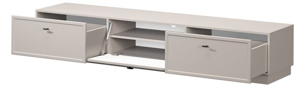 Szafka RTV Lorini 200 cm z szufladami - kaszmir / czarne uchwyty T-bar