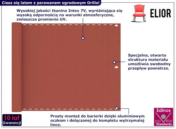 Długi parawan ogrodowy na balkon terakota - Peset