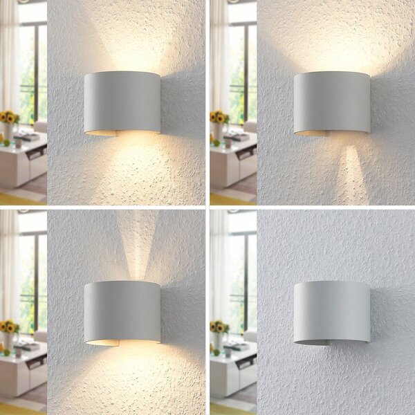 Kinkiet Zuzana Arcchio, możliwość ściemniania, biały / opal, salon / jadalnia, aluminium, nowoczesny
