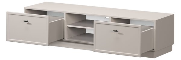 Szafka RTV Lorini 150 cm z szufladami - kaszmir / czarne uchwyty T-bar