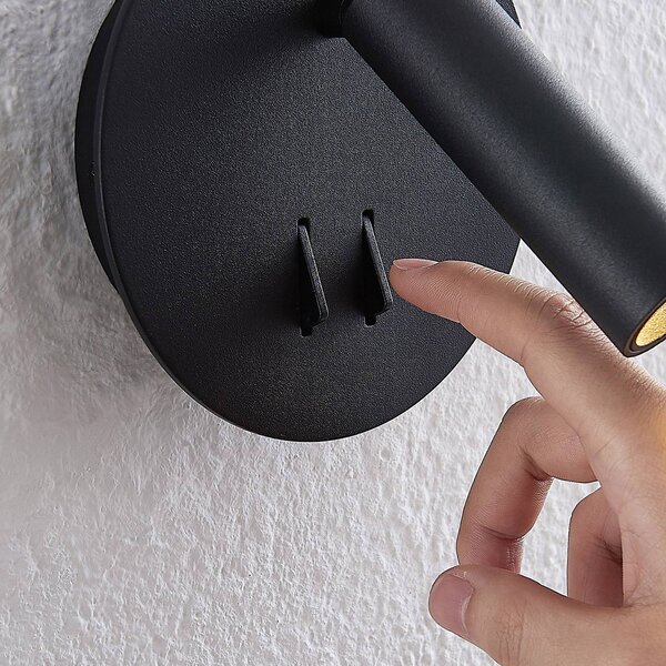 Kinkiet LED Magya Lucande, czarny, salon / jadalnia, aluminium, nowoczesny