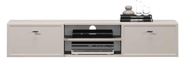 Szafka RTV wisząca Lorini 150 cm z szufladami - kaszmir / czarne uchwyty T-bar