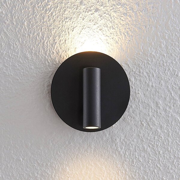 Kinkiet LED Magya Lucande, czarny, salon / jadalnia, aluminium, nowoczesny