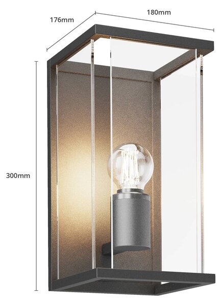 Kinkiet zewnętrzny Annalea Lucande, możliwość ściemniania, czarny, aluminium, nowoczesny
