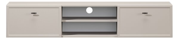 Szafka RTV wisząca Lorini 150 cm z szufladami - kaszmir / czarne uchwyty T-bar