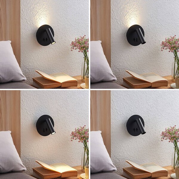 Kinkiet LED Magya Lucande, czarny, salon / jadalnia, aluminium, nowoczesny