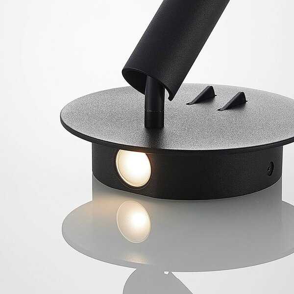 Kinkiet LED Magya Lucande, czarny, salon / jadalnia, aluminium, nowoczesny