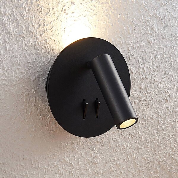 Kinkiet LED Magya Lucande, czarny, salon / jadalnia, aluminium, nowoczesny