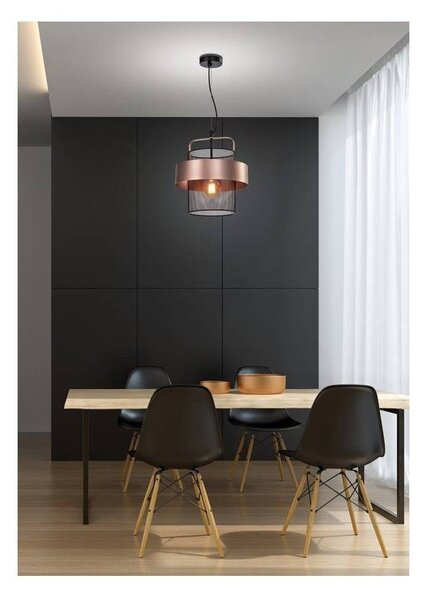 Metalowa lampa wisząca w czarno-miedzianym kolorze ø 30 cm Fiba – Candellux Lighting