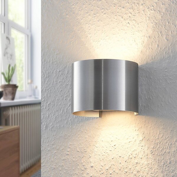 Kinkiet Zuzana Arcchio, możliwość ściemniania, aluminiowy / szary / cynkowy, salon / jadalnia, aluminium, nowoczesny
