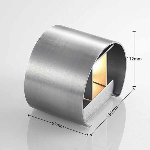 Kinkiet Zuzana Arcchio, możliwość ściemniania, aluminiowy / szary / cynkowy, salon / jadalnia, aluminium, nowoczesny