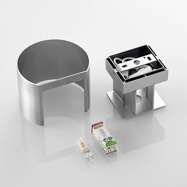 Kinkiet Zuzana Arcchio, możliwość ściemniania, aluminiowy / szary / cynkowy, salon / jadalnia, aluminium, nowoczesny