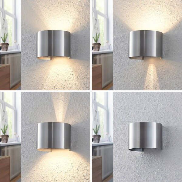 Kinkiet Zuzana Arcchio, możliwość ściemniania, aluminiowy / szary / cynkowy, salon / jadalnia, aluminium, nowoczesny
