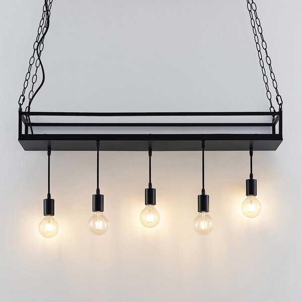 Lampa wisząca Kirista Lindby, możliwość ściemniania, czarny, salon / jadalnia, metal, vintage