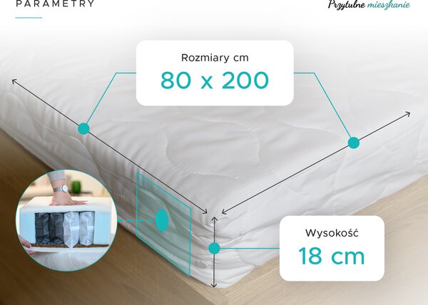 Materac kieszeniowy SOMMERA 18 cm 80 x 200 cm Ochrona materaca: BEZ ochraniacz na materac