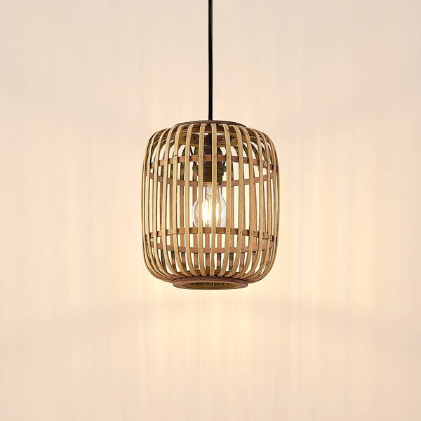 Lampa wisząca Canyana Lindby, możliwość ściemniania, jasne drewno, salon / jadalnia, drewno, dworkowy / rustykalny