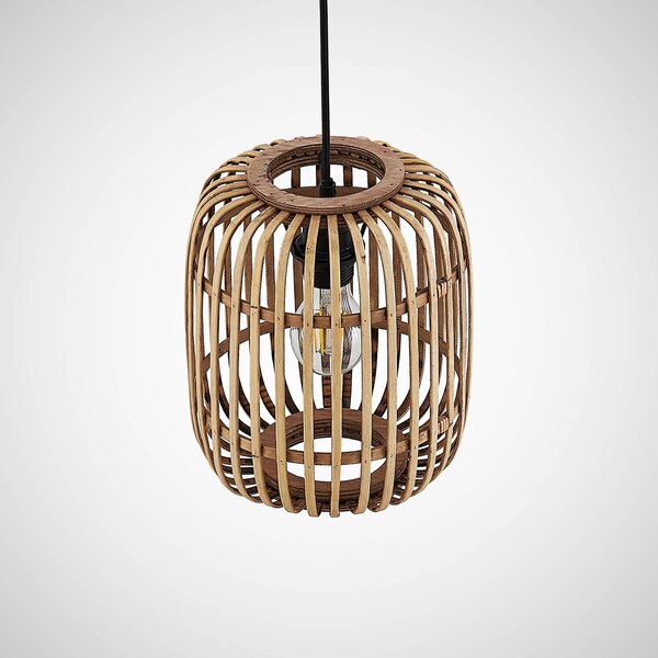 Lampa wisząca Canyana Lindby, możliwość ściemniania, jasne drewno, salon / jadalnia, drewno, dworkowy / rustykalny