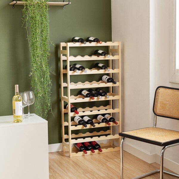 Regał na wino z litego drewna sosnowego w naturalnym kolorze liczba butelek 54 60x121x27 cm Luana – Compactor