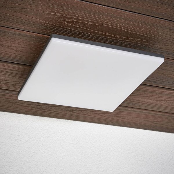 Lampa sufitowa LED Henni, IP65, czujnik, 30x30 cm, antracytowy Henni Lucande, aluminiowy / szary / cynkowy, nowoczesny