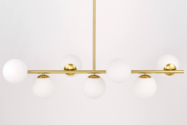 LAMPA WISZĄCA SUFITOWA NOWOCZESNA MOSIĘŻNA BIAŁE KULE FREDICA 7
