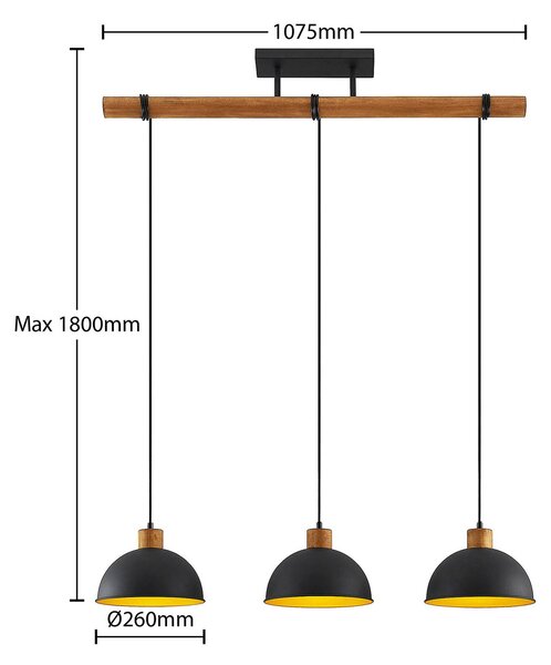 Lampa wisząca Flurin Lindby, możliwość ściemniania, czarny, salon / jadalnia, metal, nowoczesny