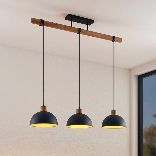 Lampa wisząca Flurin Lindby, możliwość ściemniania, czarny, salon / jadalnia, metal, nowoczesny