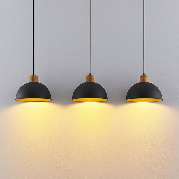 Lampa wisząca Flurin Lindby, możliwość ściemniania, czarny, salon / jadalnia, metal, nowoczesny