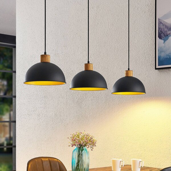 Lampa wisząca Flurin Lindby, możliwość ściemniania, czarny, salon / jadalnia, metal, nowoczesny
