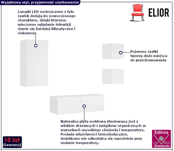 Zestaw mebli do pokoju led w kolorze białym N4-C59