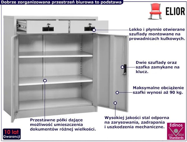 Jasnoszara szafka biurowa zamykana M1-A19