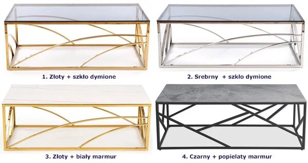 Złota ława glamour z blatem bialy marmur S5-D63