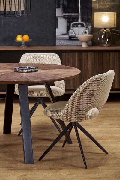 Beżowe obrotowe krzesło metalowe bez kółek S0-G26