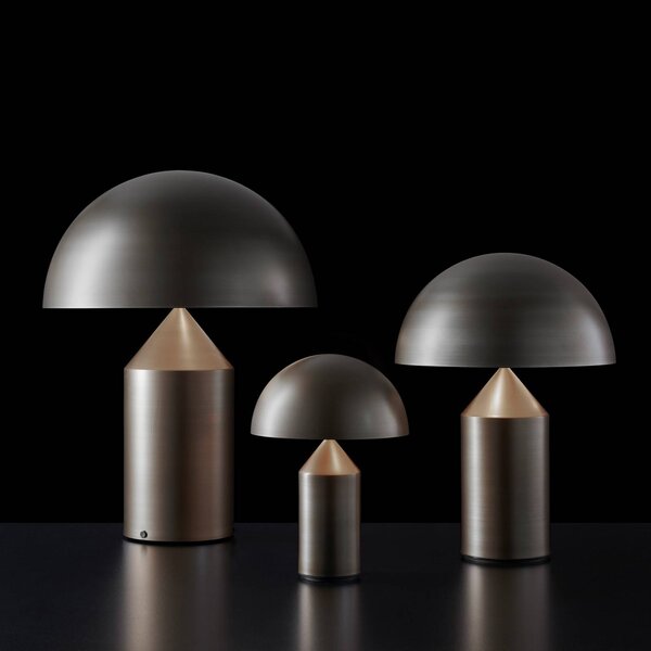 Oluce Lampa stołowa design Atollo, brązowy / mosiężny, salon / jadalnia, aluminium, design