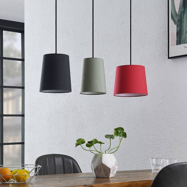 Lampa wisząca Amilia Lindby, możliwość ściemniania, jasne drewno, salon / jadalnia, tkanina / materiał / jedwab, młodzieżowy