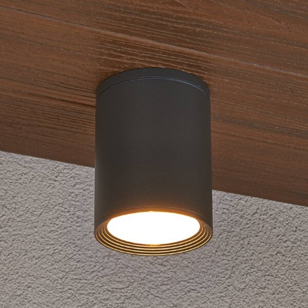 Reflektor sufitowy Minna, antracytowy, 14 cm, IP54, E27 Minna Lucande, czarny, aluminium, nowoczesny