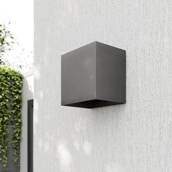 Kinkiet zewnętrzny LED Evie Lucande, aluminiowy / szary / cynkowy, aluminium, nowoczesny
