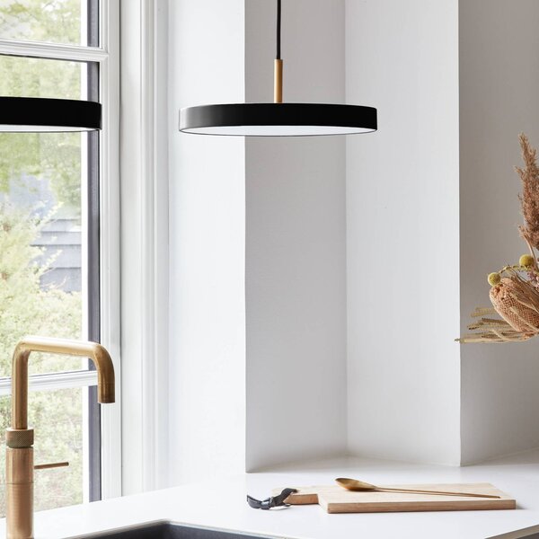 UMAGE Lampa wisząca Asteria mini, możliwość ściemniania, czarny, salon / jadalnia, aluminium, design
