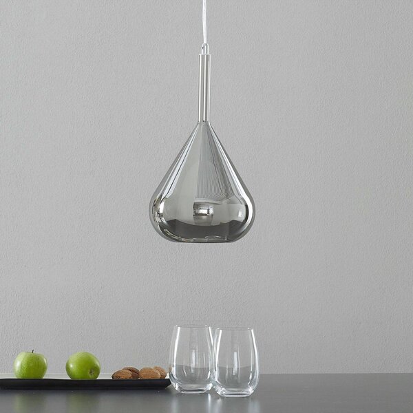 Fabas Luce Lampa wisząca szklana Lila, możliwość ściemniania, aluminiowy / szary / cynkowy, salon / jadalnia, szkło, nowoczesny