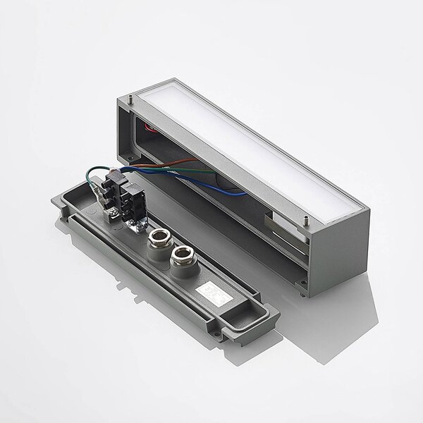 Kinkiet zewnętrzny LED Lengo Arcchio, aluminiowy / szary / cynkowy, aluminium, nowoczesny