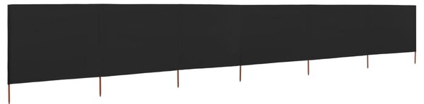 Parawan 6-skrzydłowy z tkaniny, 800x120 cm, czarny