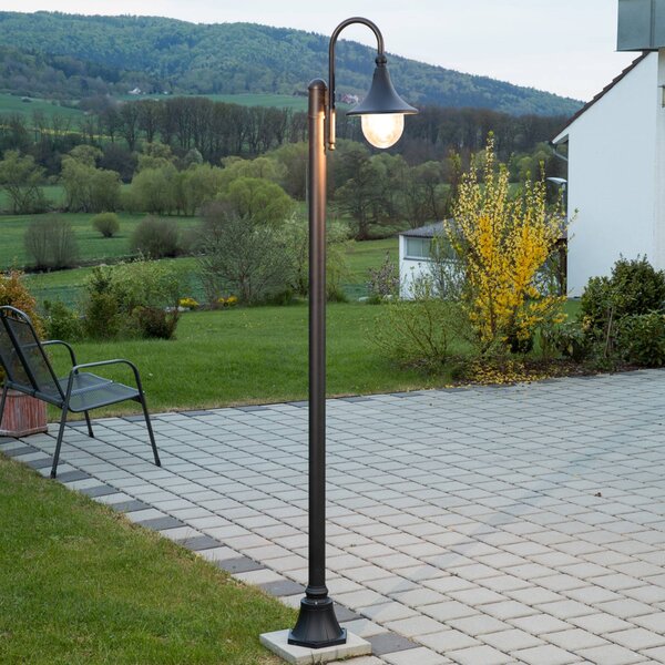 Lampa zewnętrzna Lindby Daphne, 220 cm, czarna, E27, IP44 Daphne Lindby, możliwość ściemniania, czarny, aluminium, nowoczesny