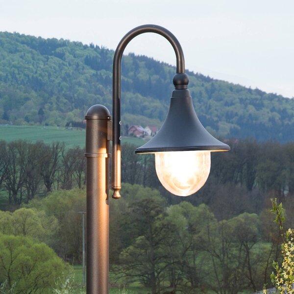 Lampa zewnętrzna Lindby Daphne, 220 cm, czarna, E27, IP44 Daphne Lindby, możliwość ściemniania, czarny, aluminium, nowoczesny