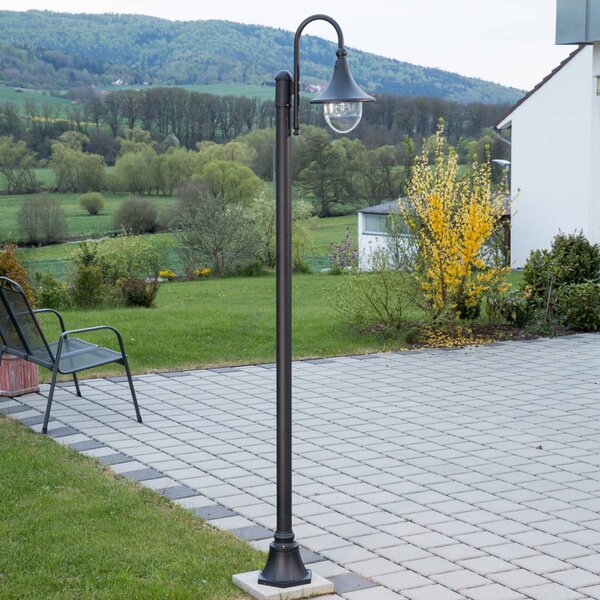 Lampa zewnętrzna Lindby Daphne, 220 cm, czarna, E27, IP44 Daphne Lindby, możliwość ściemniania, czarny, aluminium, nowoczesny