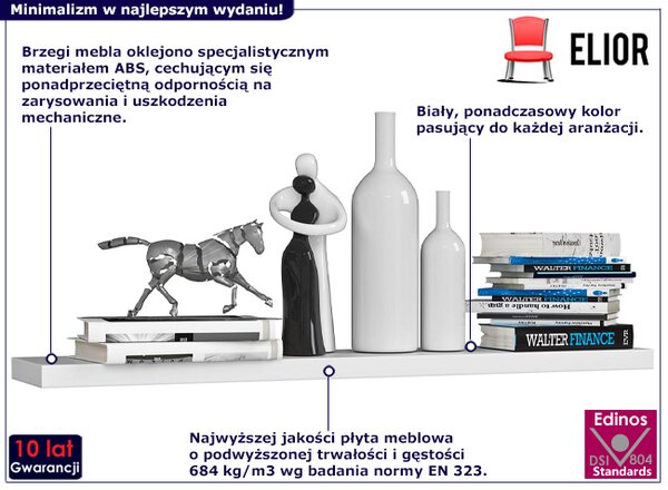 Biała minimalistyczna półka H9-R38